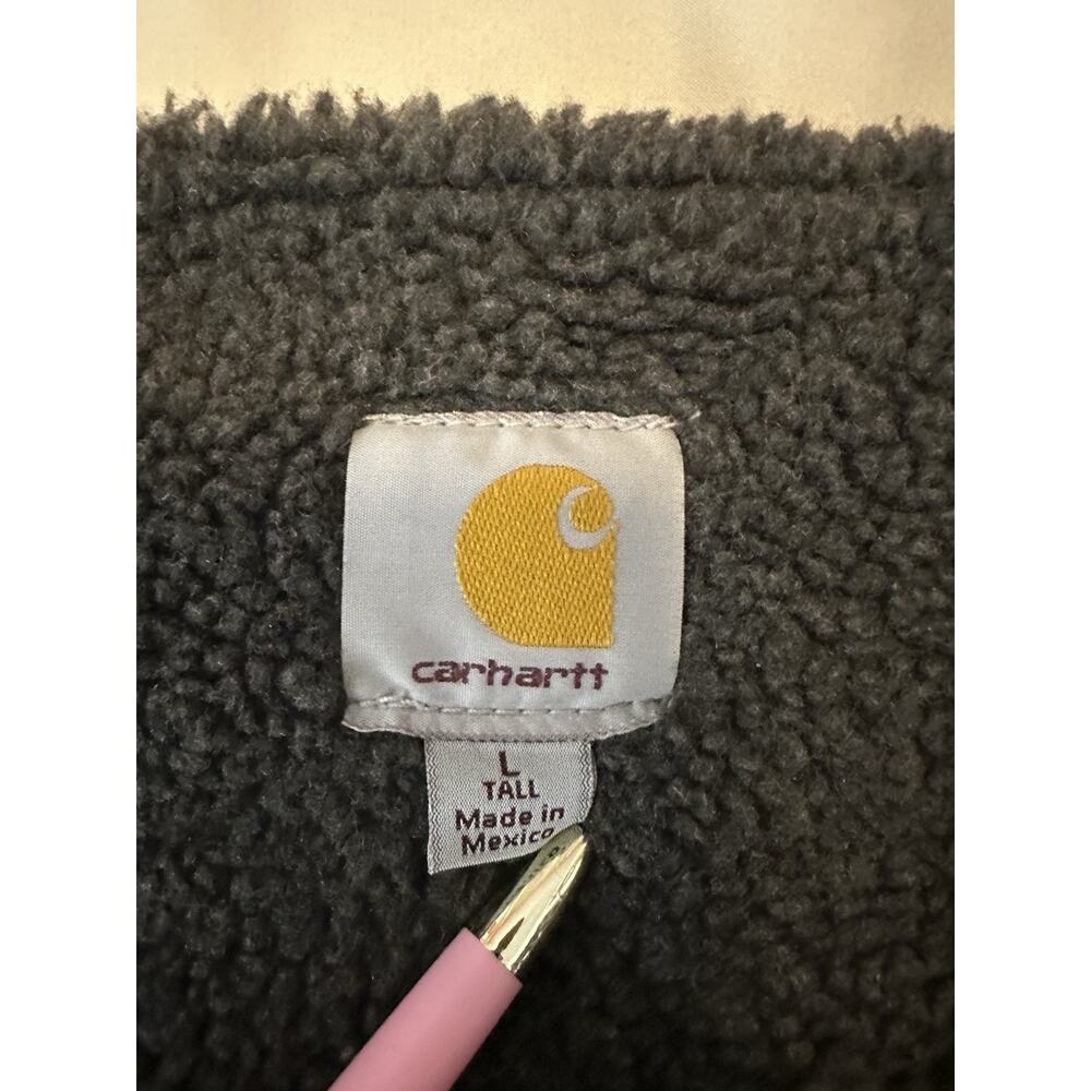 Carhartt Sandstone Duck Vest With Sherpa Lining Relaxed Fit Large Tall - Picture 7 of 8
